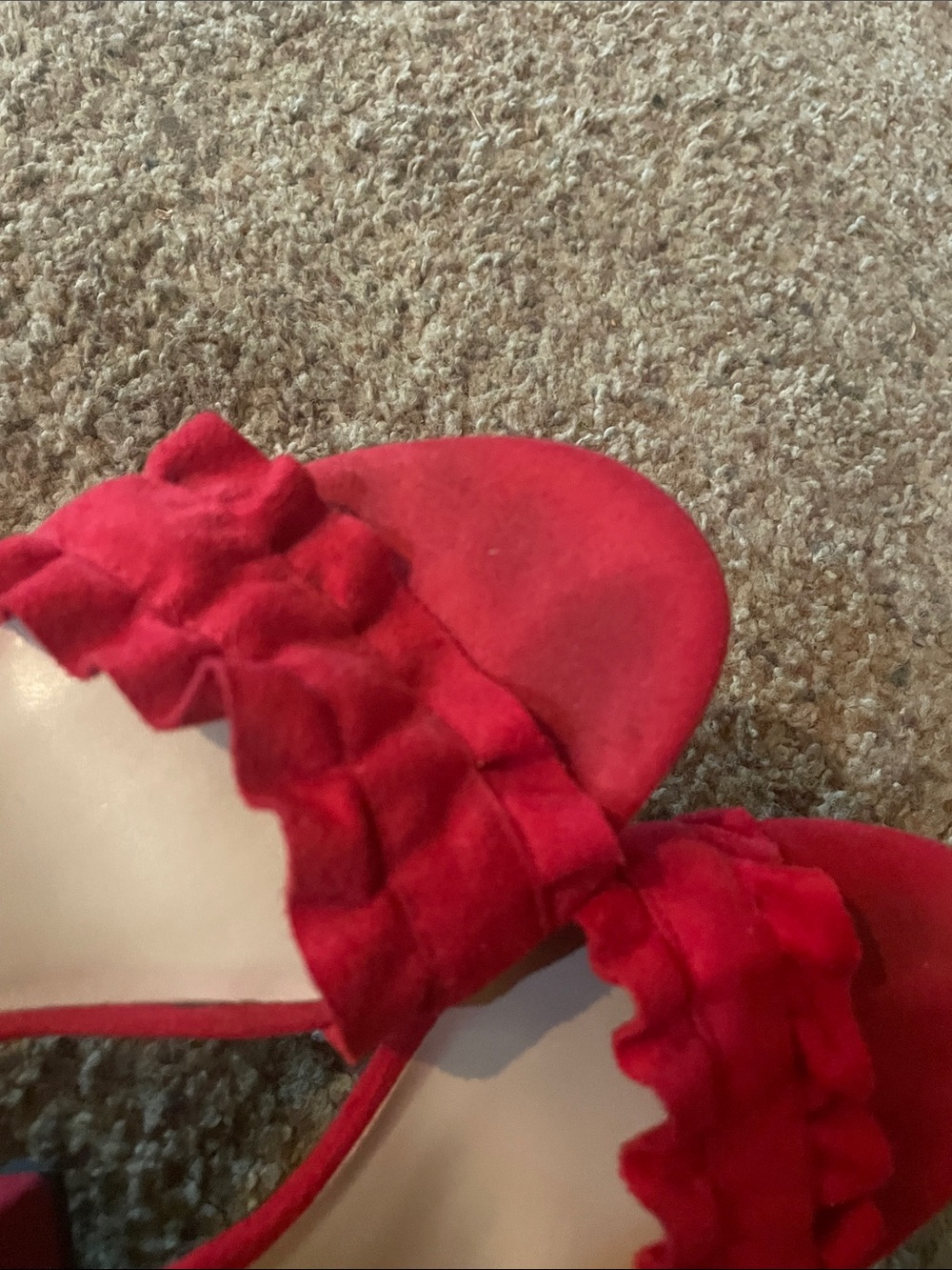 Indigo Rd Red Ruffle Ankle-Strap Block Heels 9M - Picture 7 of 9